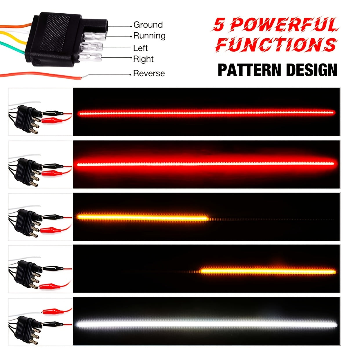 Tailgate Light Bar, Driving Safety Warning, Tail Rear LED High Brightness Strip Light with 3-Row 504 LEDs And 4-Way Flat Connector Wire for Pickup Truck Trailers Car Exterior Accessories, Cool Decorations, Gift for Men, 12V (60 Inches)