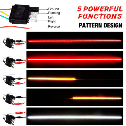 Tailgate Light Bar, Driving Safety Warning, Tail Rear LED High Brightness Strip Light with 3-Row 504 LEDs And 4-Way Flat Connector Wire for Pickup Truck Trailers Car Exterior Accessories, Cool Decorations, Gift for Men, 12V (60 Inches)
