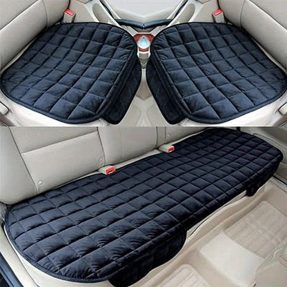 Four Seasons Plush Plaid Thick Warm Pad Car Seat Protector Seat Cover Universal Oval Car Seat Cushion, Soft and Breathable, Non-slip, Lightweight and Portable, Hand Washable Car Seat Protector Interior Accessories, Black 2 Front Seats and 1 Back Seat