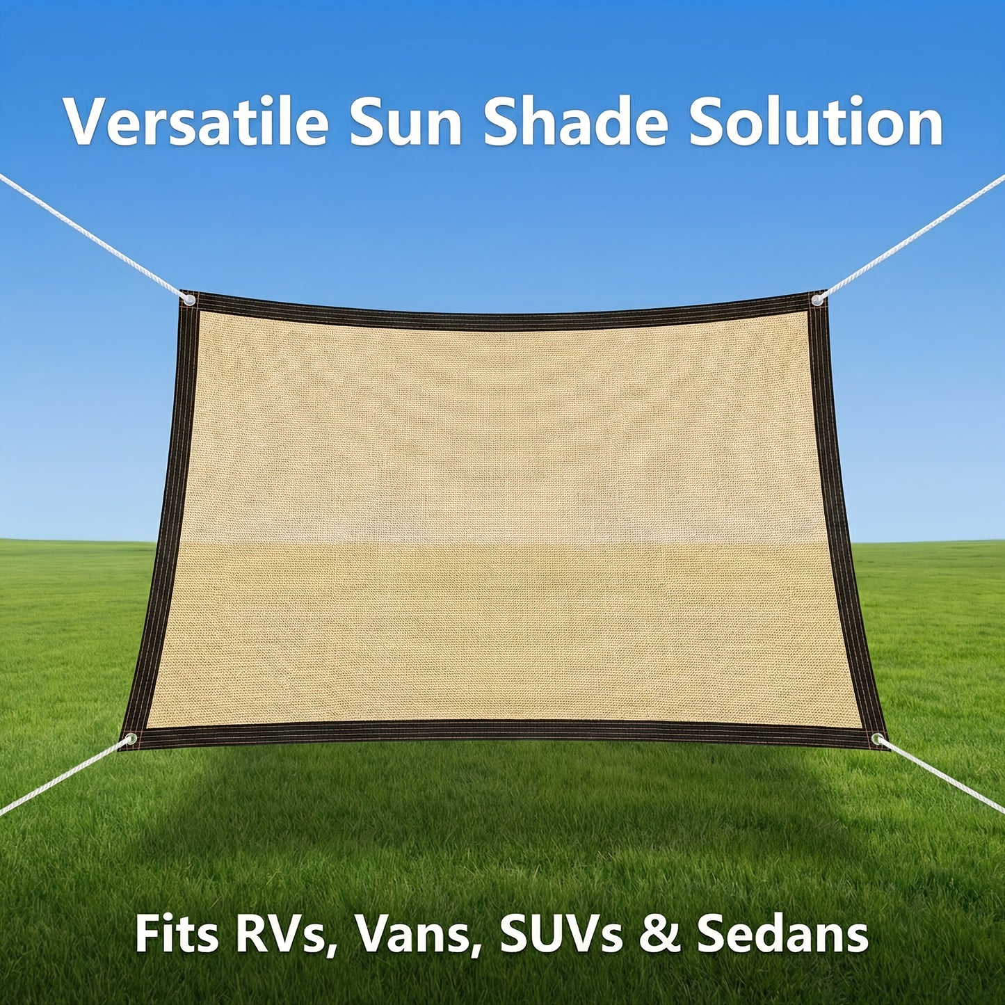 RV Camper Shade Cloth-Breathable Uv-Resistant Sun Shade Tarp, Brass Grommets, Includes Tie-Down Ropes for Versatile Outdoor Use