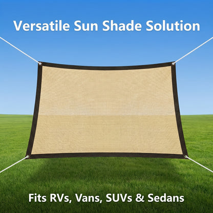 RV Camper Shade Cloth-Breathable Uv-Resistant Sun Shade Tarp, Brass Grommets, Includes Tie-Down Ropes for Versatile Outdoor Use