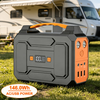 100W/300W Portable Power Station Solar Generator, (Solar Panel Optional), High Capacity Battery Pack, With 2*AC Outlet, DC, USB Port, LED Light, Extra Battery Power Supply For Outdoor Camping, Hiking, Road Trip, CPAP, Fan, Hurricane Emergency, Gift