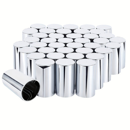 20pcs, 40pcs, Or 60pcs of 33Mm X 3 1/2" Lug Nut Covers Made from ABS Chrome Plastic, Designed for Push-On Fit for Hub Piloted Wheels, Complete Axle Cover Kits, And Lug Nut Covers Suitable for Semi Trucks And Trailers