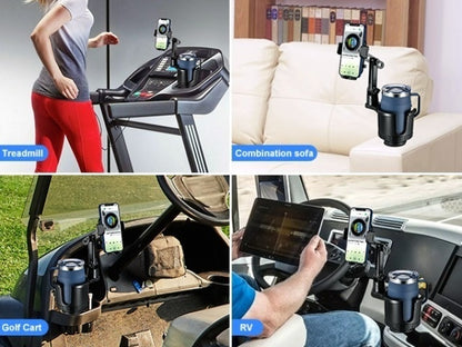 [2-In-1 Cup Phone Holder] Car Cup Holder Phone Mount, Upgraded 2-In-1 Car Cup Phone Holder Expander with Adjustable Base, 360-Degree Rotation, Cup Phone Holder for Car Compatible with Iphone, Samsung & All Smartphones
