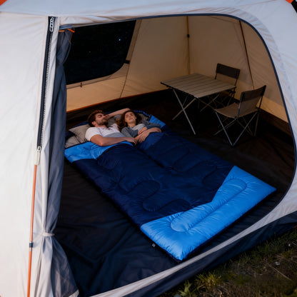 Fits RV Double Sleeping Bag for Adults Men with Pillow, XL Queen Size Two-Person Sleeping Bag for All-Season Camping Hiking Backpacking 2-Person Sleeping Bags for Cold Weather And Warm