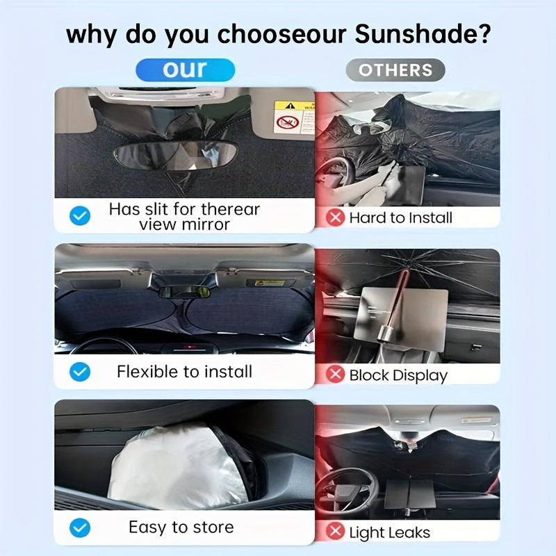 2026 NEW Windshield Sunshade Large Upgraded Universal Front And Side Window Sun Cover Block Sun Heat Protect Vehicle Interior Accessories Sunshades Prevent Prying And Protect Privacy, with Super Adsorption Suction Cups, Summer Gift for Can(M/L)