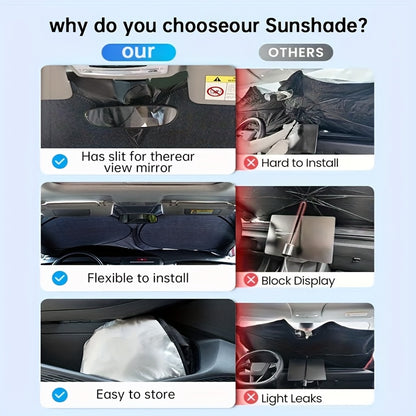 2026 NEW Windshield Sunshade Large Upgraded Universal Front And Side Window Sun Cover Block Sun Heat Protect Vehicle Interior Accessories Sunshades Prevent Prying And Protect Privacy, with Super Adsorption Suction Cups, Summer Gift for Can(M/L)