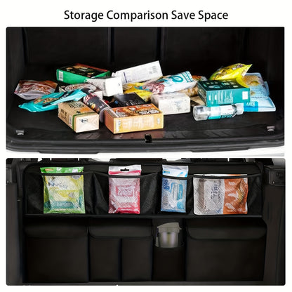 1 One Oxford Cloth Car Trunk Organizing Folders, High Capacity Adjustable Rear Seat Storage Bag, Car Trunk Storage, with Storage Pocket, Universal Fit Vehicle Interior Accessories