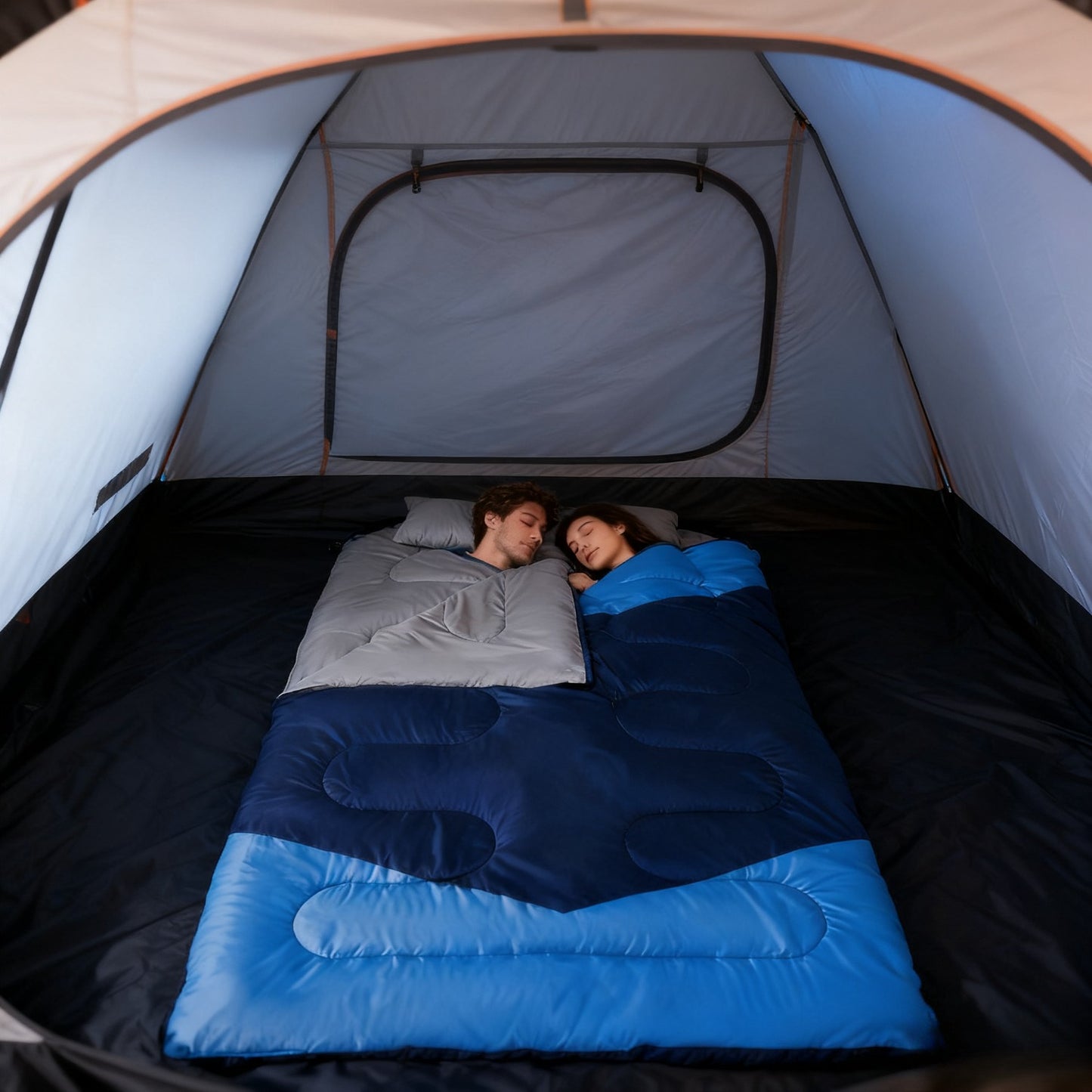 Fits RV Double Sleeping Bag for Adults Men with Pillow, XL Queen Size Two-Person Sleeping Bag for All-Season Camping Hiking Backpacking 2-Person Sleeping Bags for Cold Weather And Warm