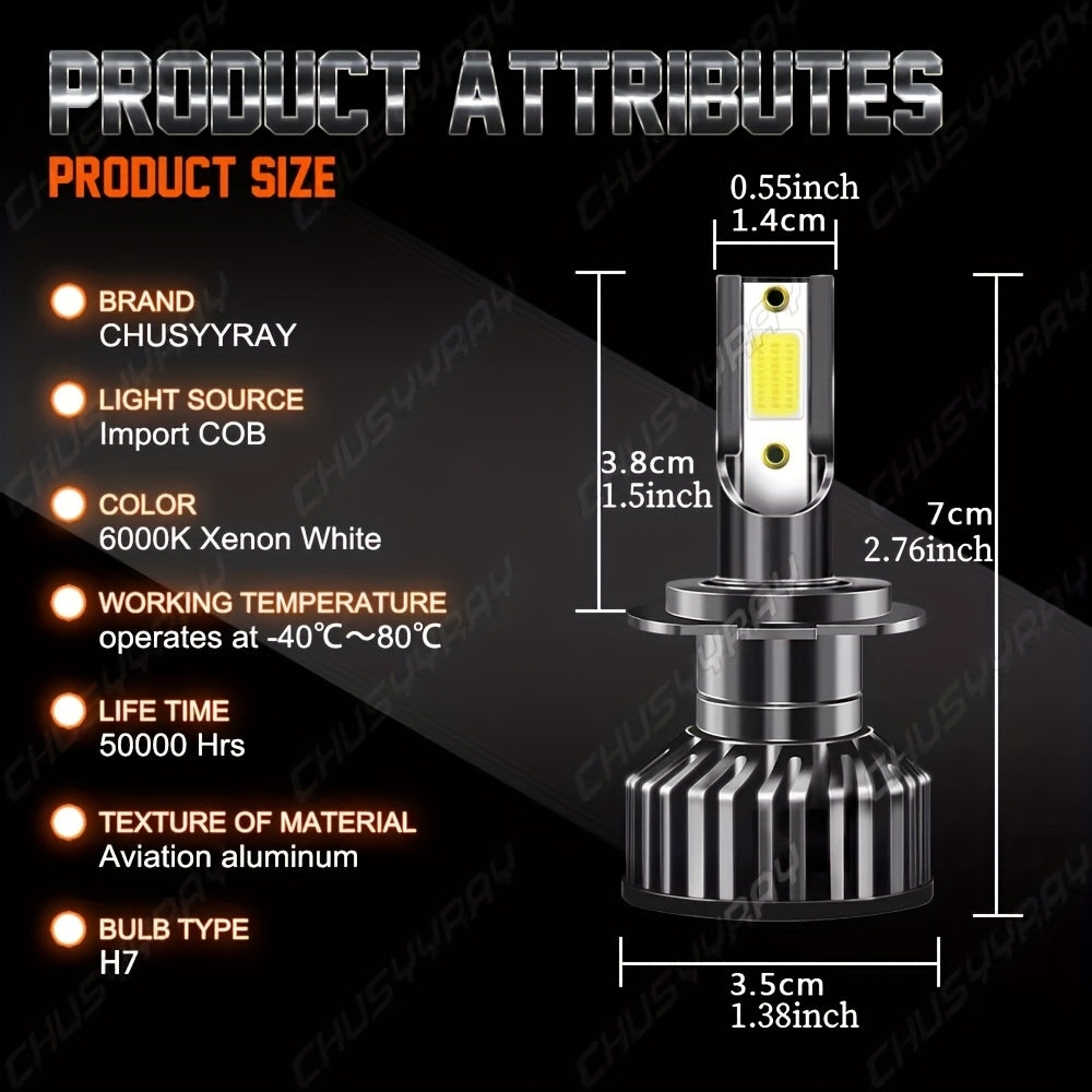 2pcs 9008/ H13 LED Headlight High/ Low Beam Bulbs Kit 12V 80W 6000K Cool White 27000LM Tow-Sided Ultra Bright COB Chip Plug And Play, Without Battery