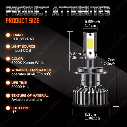 2pcs 9008/ H13 LED Headlight High/ Low Beam Bulbs Kit 12V 80W 6000K Cool White 27000LM Tow-Sided Ultra Bright COB Chip Plug And Play, Without Battery