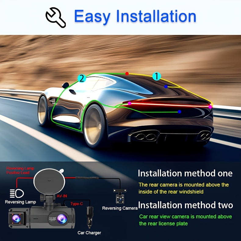 2.0 Lnch IPS Screen Dash Camera, 2/3 Lens with 32GB TF Card Optional, 170 Wide Angle WlFl Night Version Loop Recording G-Sensor WIFI Optional