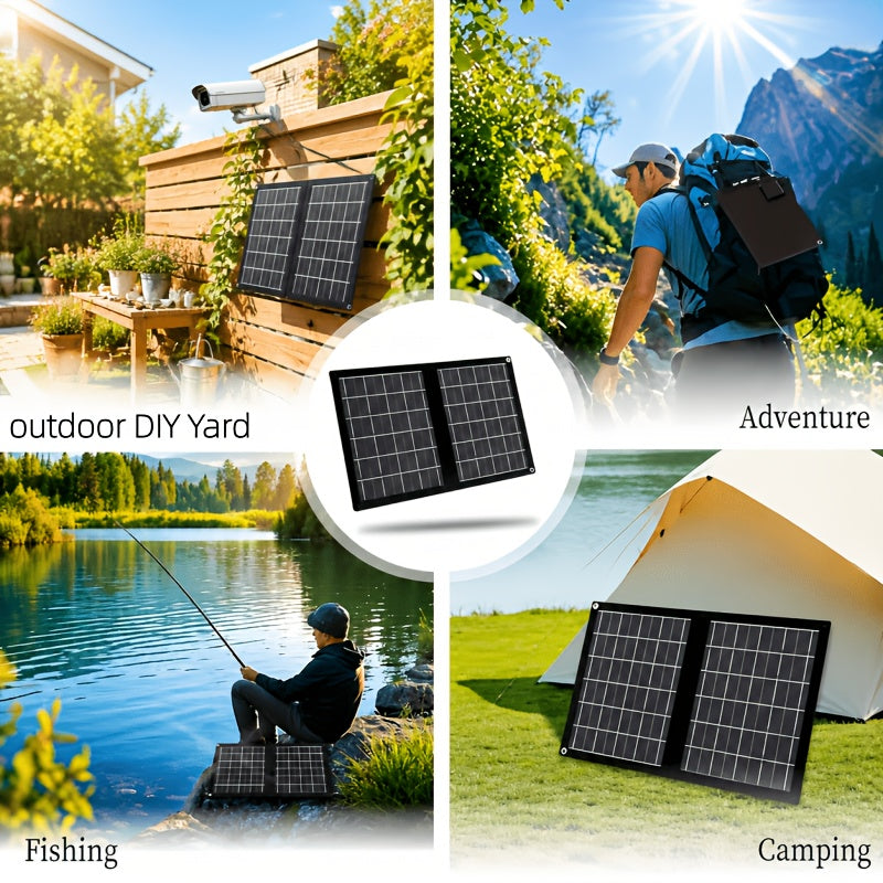 30W Portable Solar Charging Panel, 2-in-1 Folding Design, with USB Charging Port, High Efficiency, Plug-and-Play Solar Panel for Phones, Tablets & Action Cameras, Lightweight Outdoor Emergency Power Supply for Camping, Travel, RVs & Boats