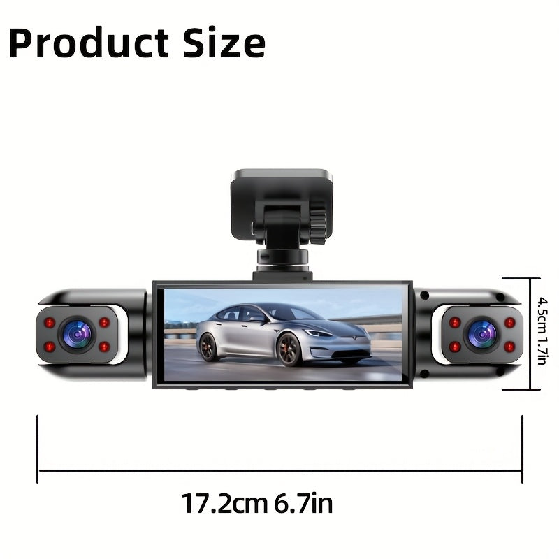 AXH 360° Panoramic 3/4 Lens Channel 1080P HD Ultimate Safety Dash Cam Set, 1080P Front and 720P Full Coverage Front, Rear, Left, and Right, Quad-Split Screen Display, HD Night Vision, WDR, G-Sensor, Loop Recording - Car Accessories/Car Dash