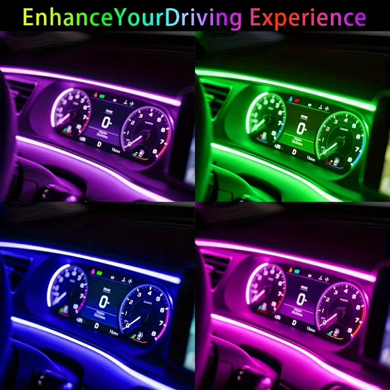 RGB LED Car Interior Light Strip 3M 118 inch 7-Color Music Sync App Controlled USB 5V Ambient Lighting Dashboard Console Decoration Neon Atmosphere Light