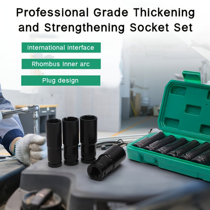 This Set of 1/2 Inch Deep Impact Sockets Comes with a Sturdy Green Storage Case, Perfect for Tasks Like Tire Removal, Mechanical Repairs, And Car Maintenance. It Works Well with Both Electric And Pneumatic Drills