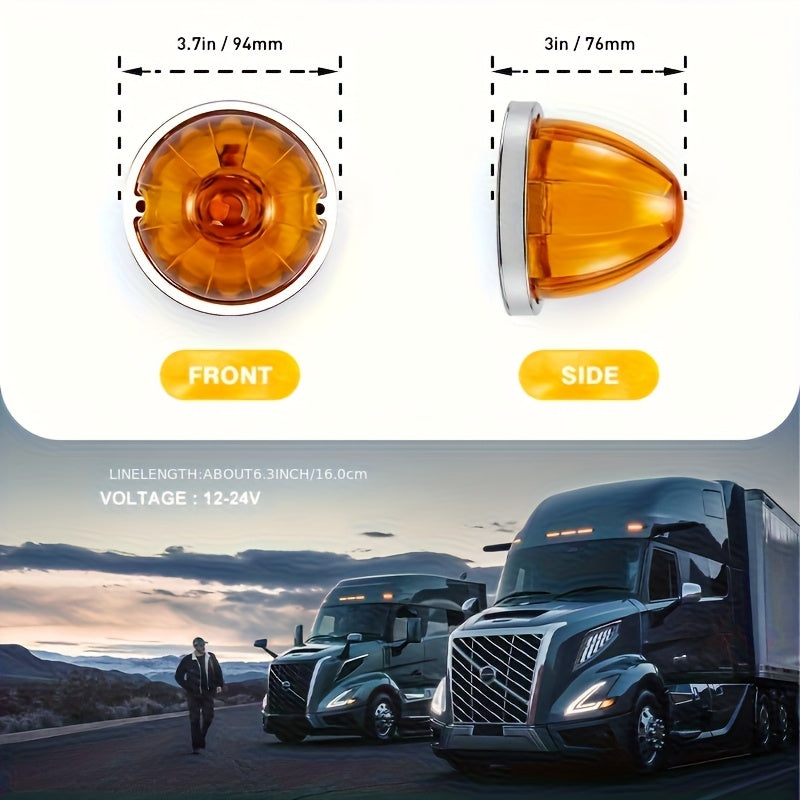 2pcs Car Side Ground Lights, Watermelon LED Always-on Car Side Lights, Truck Side Indicator Lights, Easy to Install, Suitable for Various Vehicles, Suitable for Semi-trailers And Boat Trailers, No Battery Required, Includes Screws