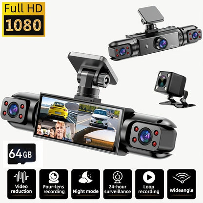 360 ° 4-channel/3-channel 1080P High-definition Ultimate Safety Driving Recorder Set, Car Camera 1080P Front And 720P Front, Back, Left, Right Full Coverage, Night Vision, WDR, G Sensor, Loop Recording - Car, Optional Cardless/32GB/64GB TF Card.