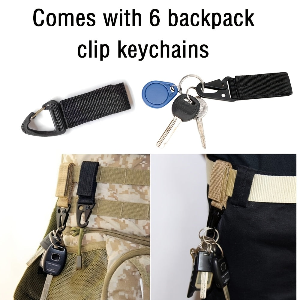 Car Seat Back Organizer with 5 MOLLE Pouches – Truck SUV Jeep Vehicle Panel Storage + 6 Keychains
