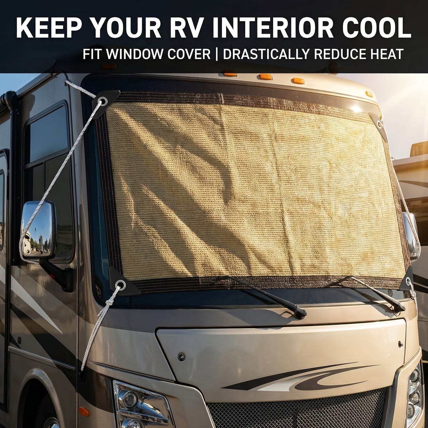 RV Camper Shade Cloth-Breathable Uv-Resistant Sun Shade Tarp, Brass Grommets, Includes Tie-Down Ropes for Versatile Outdoor Use