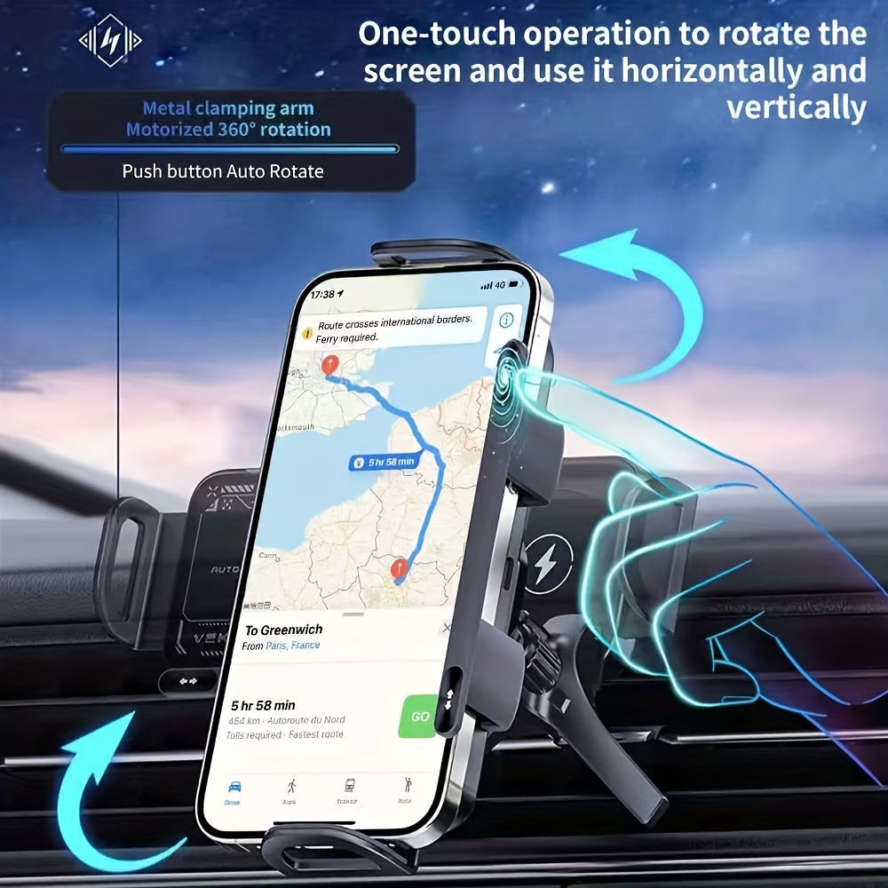 Car Holder with Wireless Fast Charging for Foldable Screen Phones Suitable for iPhone 8/X/11/12/13/14/15 Series, Samsung Note20/10/9/8 Series, S10/9/8 Series Fold 5, Fold 6/, W23/W24 Wireless Charging Output 5W/7.5W/10W/15W