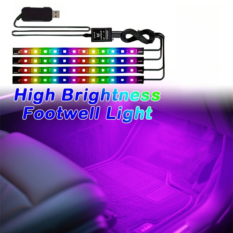 RGB Car LED Light Kit, Multi-color Selection, USB Powered, DIY Supported, LED Color Strip, Car Seat Under Illumination Kit, Suitable for All Vehicle Models