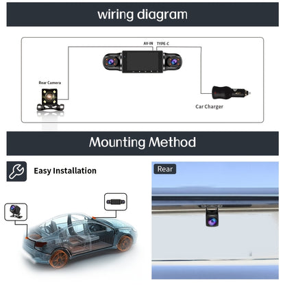 FHD 1080P 3/4-Channel 360° Car Dashcam, WIFI, IR Night Vision, Loop Recording, Car DVR Recorder, 3.0" IPS Screen, Rechargeable Battery 180Mah, 12-24V Car Plug, Optional 32GB Memory Card (Black), Car Parts/ Car Dashboard Camera/ Christmas Gift/