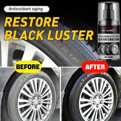 ALL-SEASON TIRE CARE CREAM - Quick-Shine Formula for Rubber & Plastic, Long-Lasting Gloss & Protection, No More Dull - Car Interior Maintenance Solution, Tire Protection, Tire Care, Vehicle Interior Enhancement, Sleek Bottle Design, Durable Application