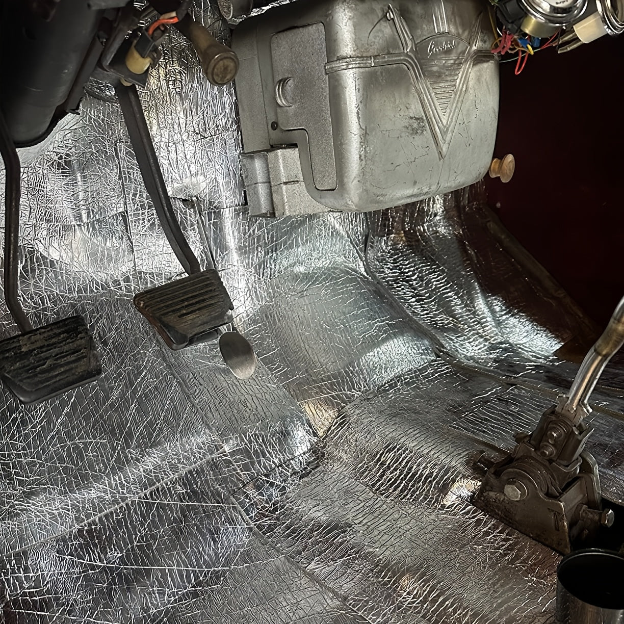 Car Hood Sound Deadener Heat Shield Mat 40"x40" (100x100cm) - 5mm Thick Self-Adhesive Engine Noise Insulation Foam Liner with Aluminum Foil, Thermal Barrier for Auto Engine Compartment