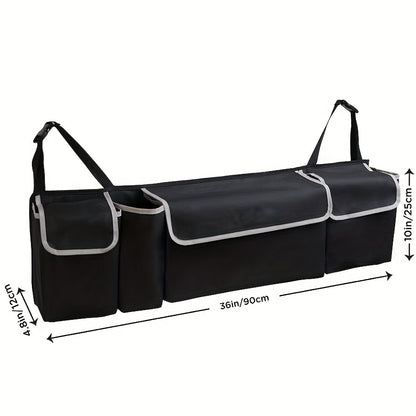 Car Trunk Organizer Foldable Rear Seat Hanging Storage Bag 4 Pockets for SUV Truck MPV Jeep Cargo Accessories Purse Holder
