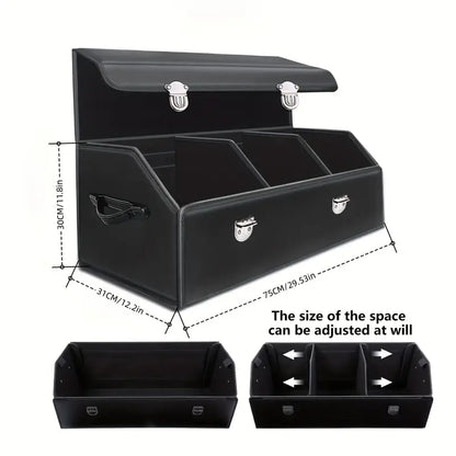 1pc Car Trunk Organizer with Lid, Collapsible Car Trunk Storage Organizer, Multi-Compartment Car Organizer for Auto, SUV, Truck, Minivan