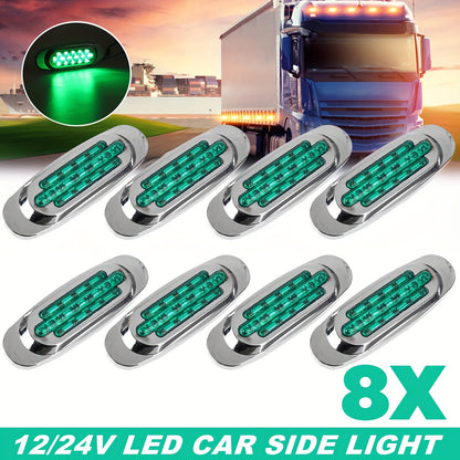 8pcs Ultra-Bright 16LED Car Side Marker Lights, 12-24V - Amber/White/Red/Blue/Green, Fit for Trucks & Trailers, Enhanced Visibility & Safety