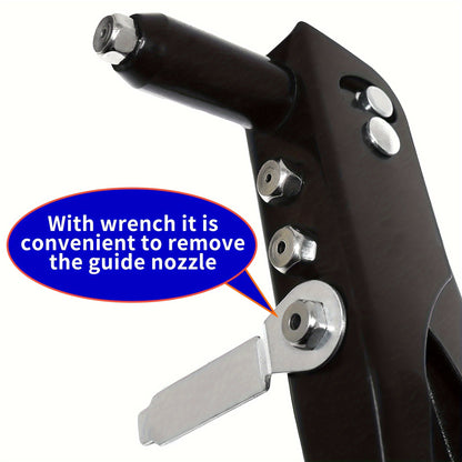 4-in-1 Hand Riveter Gun Kit with 200 Rivets - Heavy-Duty Pop Rivet Tool, 4 Interchangeable Nosepieces & Multi-Size (3/32”, 1/8”, 5/32”, 3/16”) for Metal Riveting - Compatible with Automotive,, - Rivet Gun Kit for Metals