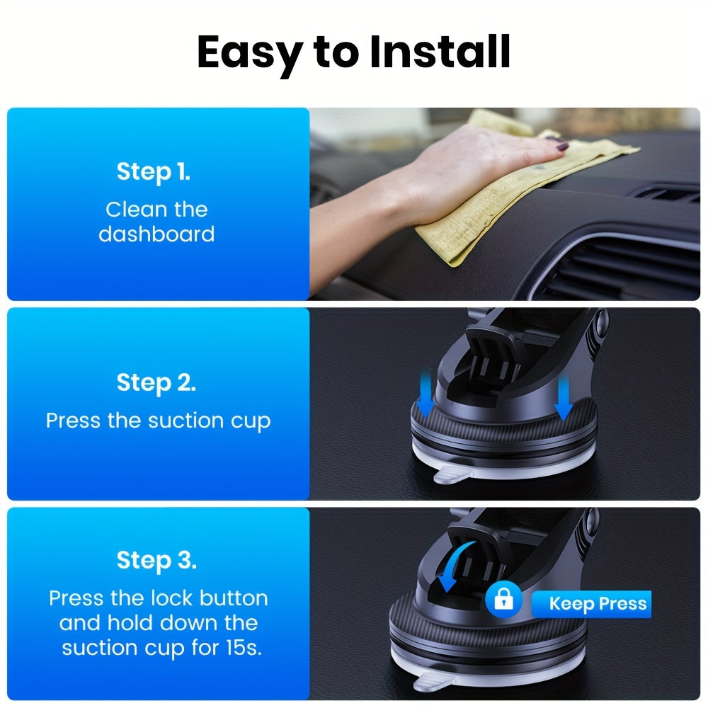 TOPK Upgrade Car Phone Holder Mount Universal Cell Phone Car Mount For Dashboard Car Dash Mount Mobile Holder For IPhone Samsung And All Android Smart Phones