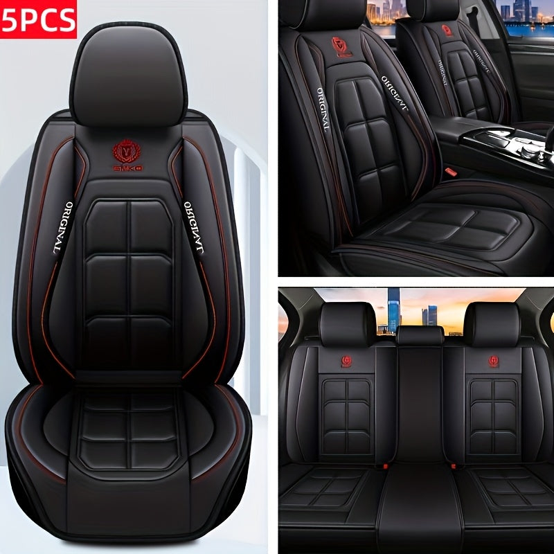 1pc, 2pcs, 5pcs, Advanced Faux Leather Car Seat Cover, Imitation Faux Leather Car Seat Cover, Protective Seat Cover, Suitable For Cars, SUVs, Vans And Trucks, Dirt-resistant, Send Gifts To Relatives