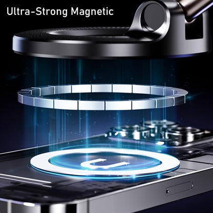 [Portable Foldable Holder] 360° Adjustable Magnetic Phone Mount, Suitable for Car/Gym/Mirror/Smooth Surfaces/Bathroom Mirror, Universal, Portable Foldable Car Phone Holder, Compatible with All Smartphones and Car Models, Foldable Design, Secure Fixation,