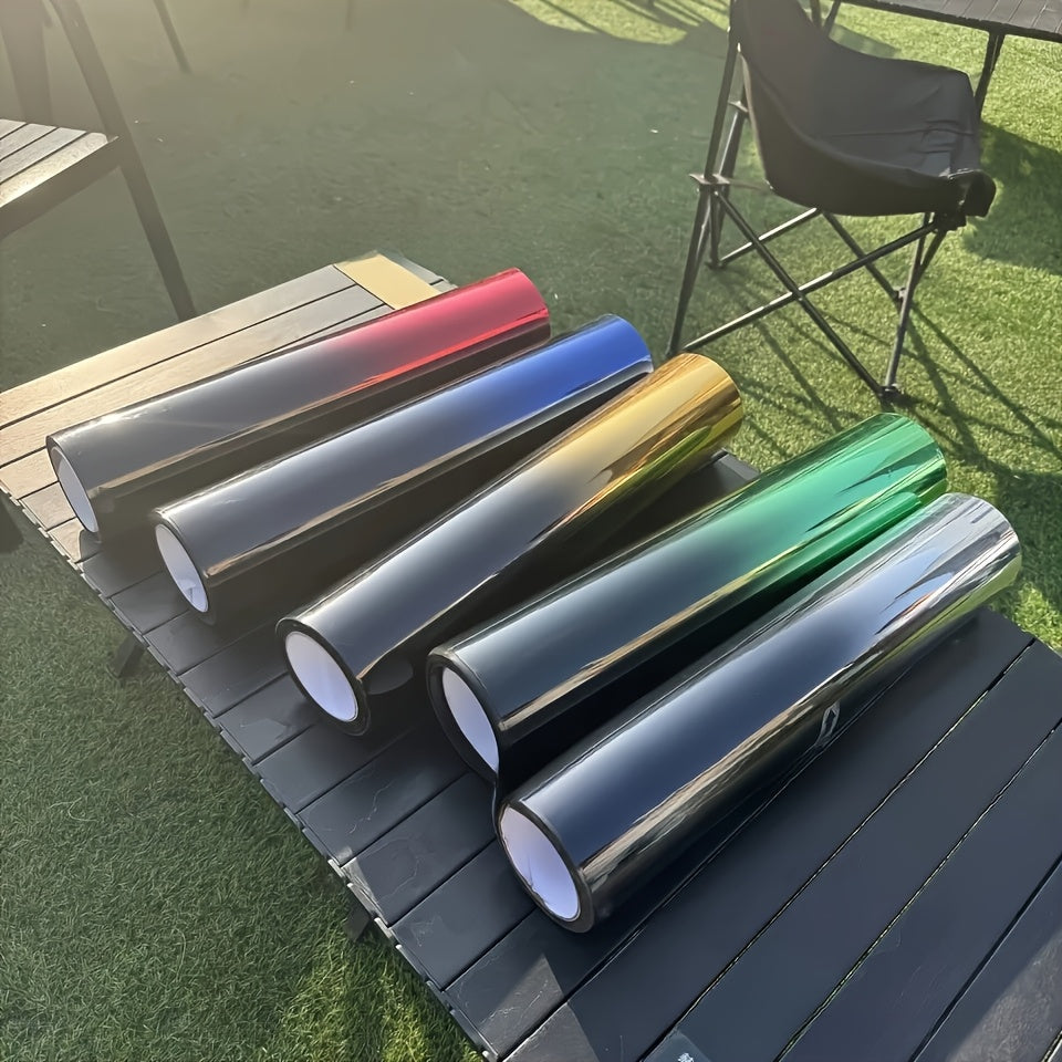 1 Roll of 19.7 X 118 Inch Two-Color Gradient Window Film with Heat Resistance, Protective, Contrasting, Tear-Off And Paste, Window Film Kit for Vehicle Exterior Additions