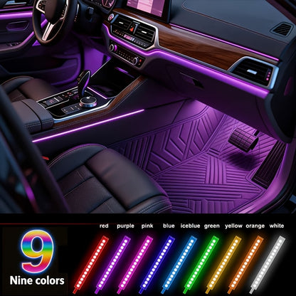 48-LED RGB Car Interior Ambient Light, Supports App Control/Usb/Car Plug, Compatible, LED Color Light Strips, Under-Seat Lighting Kit for All Car Models, Without Battery