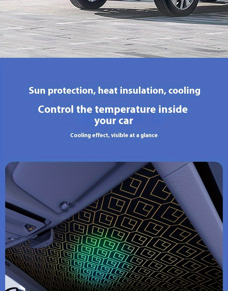 Upgraded Laser Insulation Car Sunshade Thickened 5-Layer Front Windshield Heat Blocker with Diamond Pattern, Fits All Vehicles, Golden/Black Design for Stylish Sun Protection, Vehicle Heat Shield | Stylish Car Accessory | Premium Quality Material