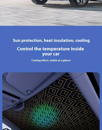 Upgraded Laser Insulation Car Sunshade Thickened 5-Layer Front Windshield Heat Blocker with Diamond Pattern, Fits All Vehicles, Golden/Black Design for Stylish Sun Protection, Vehicle Heat Shield | Stylish Car Accessory | Premium Quality Material