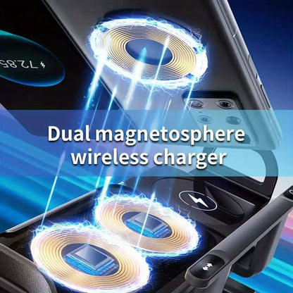 Car Holder with Wireless Fast Charging for Foldable Screen Phones Suitable for iPhone 8/X/11/12/13/14/15 Series, Samsung Note20/10/9/8 Series, S10/9/8 Series Fold 5, Fold 6/, W23/W24 Wireless Charging Output 5W/7.5W/10W/15W