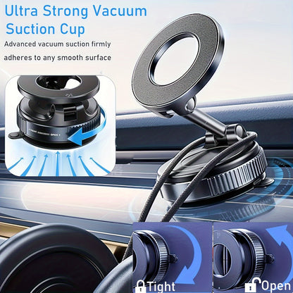 [Portable Foldable Holder] 360° Adjustable Magnetic Phone Mount, Suitable for Car/Gym/Mirror/Smooth Surfaces/Bathroom Mirror, Universal, Portable Foldable Car Phone Holder, Compatible with All Smartphones and Car Models, Foldable Design, Secure Fixation,