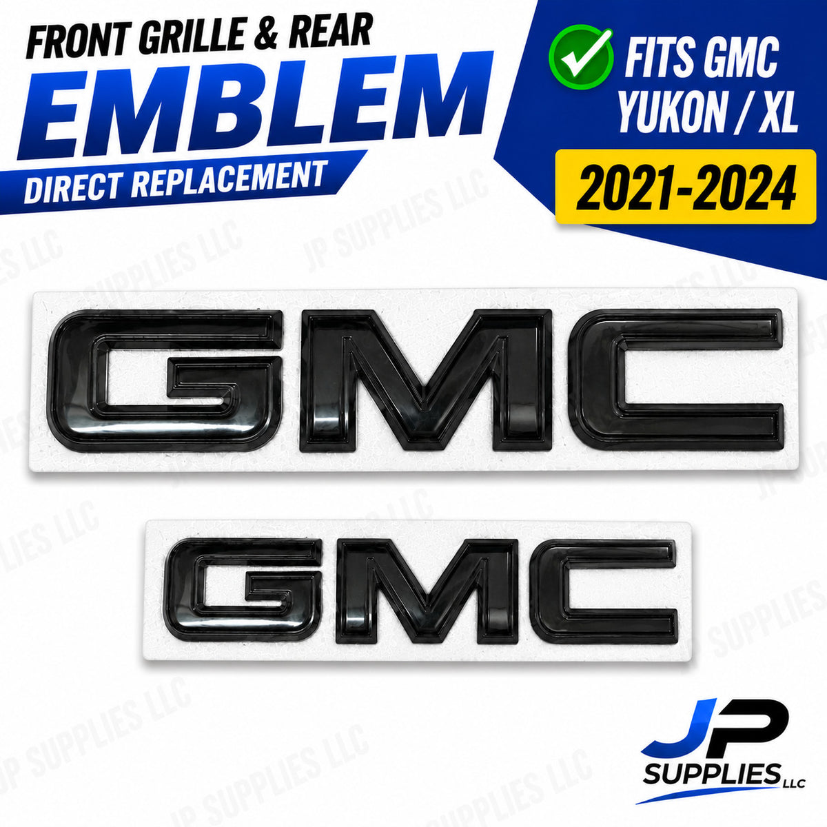2021-2024 Only GMC Yukon Yukon XL GM Front & Rear All Black Emblem Kit 84729912