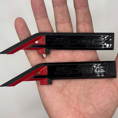 Black & Red 2PCS For Acura A-Spec Aspec Fender Rear Badge Sport Emblem Stickers