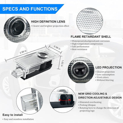2/4PCS Car Door Welcome Light Fits For B-M-W E60 E63 E90 E92 50th Anniversary