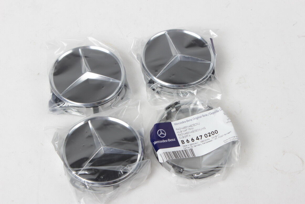 GENUINE Wheel Center Hub Cap Star Black Chrome Covers 4x SET B66470200