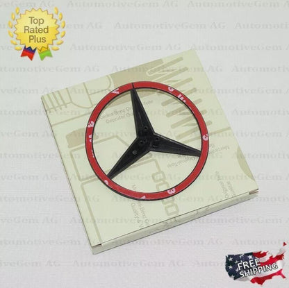 For W205 15-20 SEDAN Mercedes GLOSS BLACK Star Emblem Rear Trunk Lid Badge C300