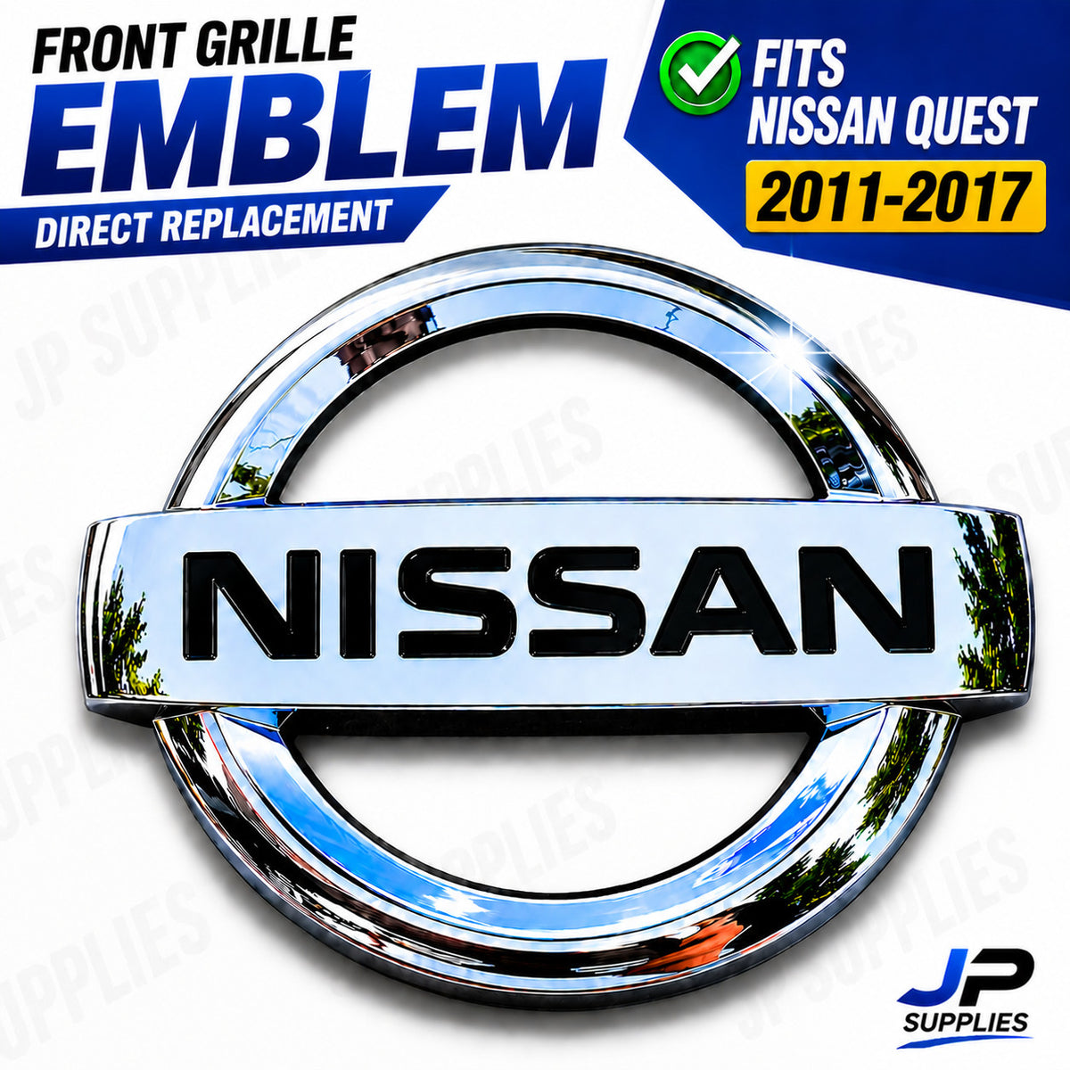 Nissan QUEST 2011-2017 Front Grille Emblem Badge Chrome 62889-1JA0A