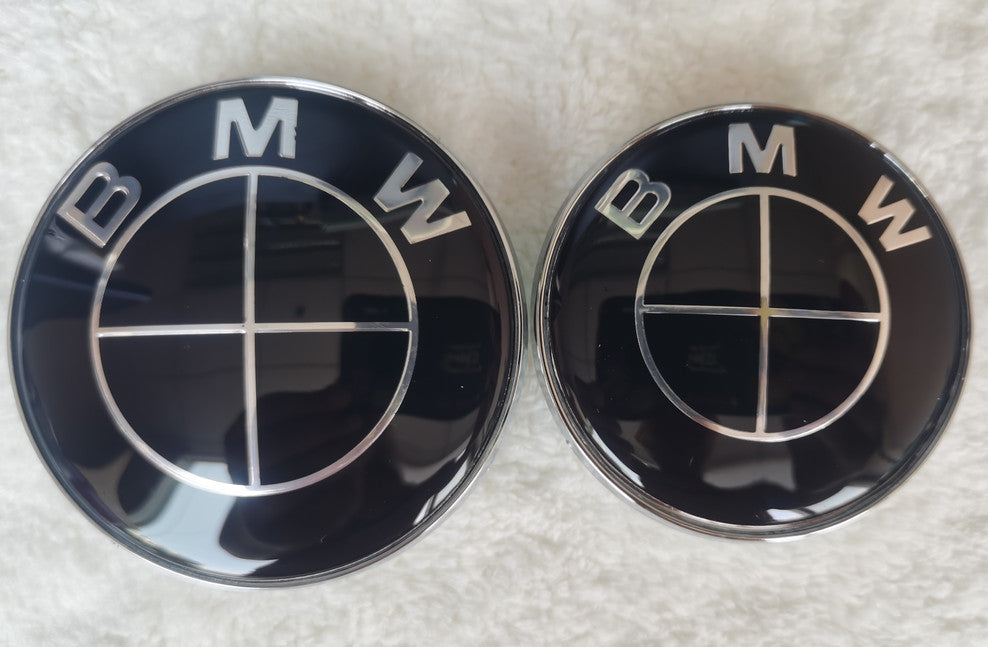 NEW (3X) BMW Heritage Emblem Kit 82mm Hood 74mm Trunk 45mm Steering Wheel Logo