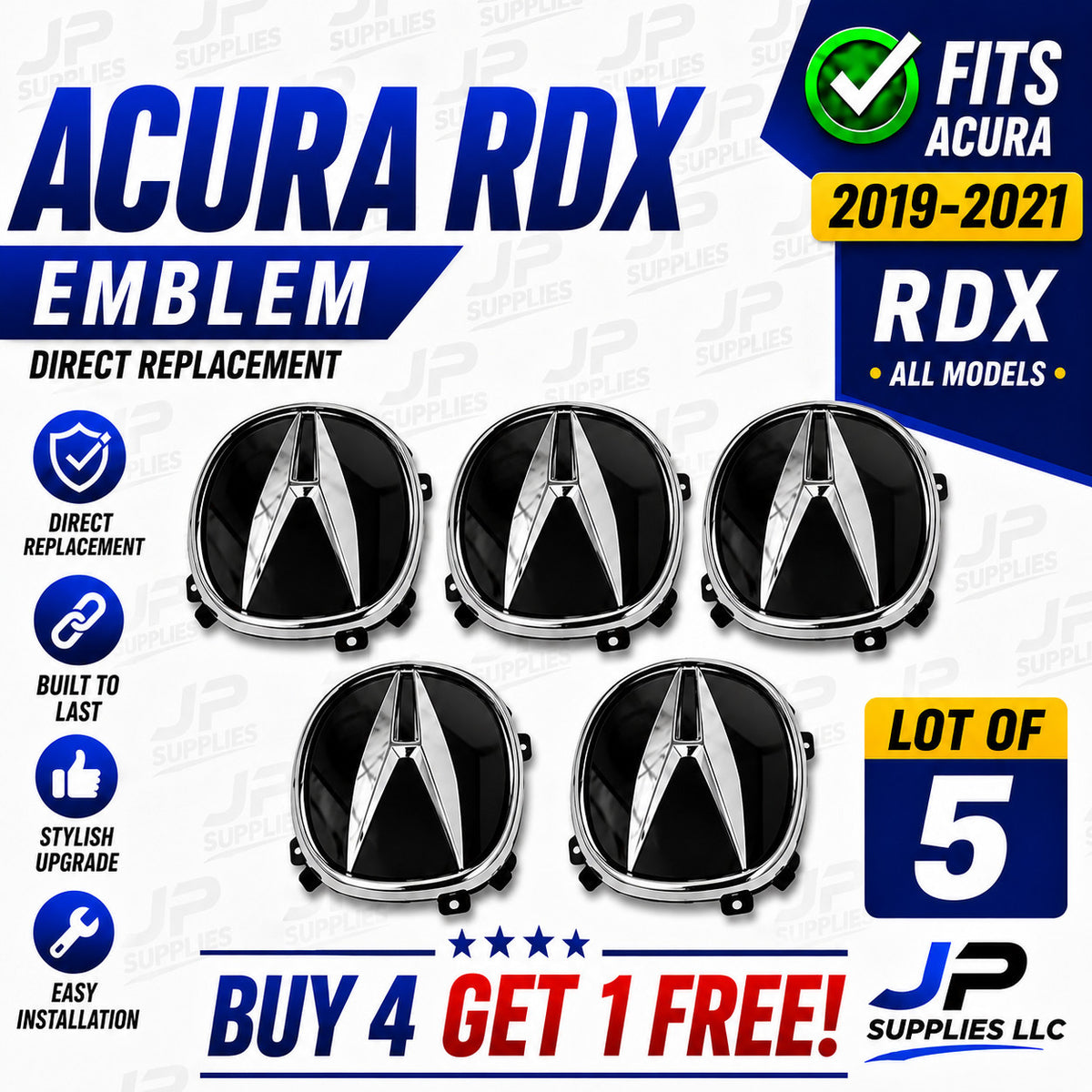 LOT OF 5 Front Grille Emblems Fits Acura RDX 2019-2021 71170-TJB-A00